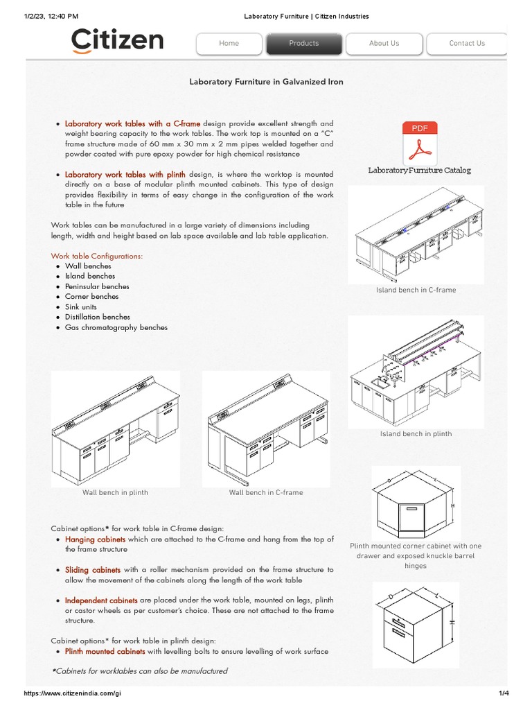 Laboratory Furniture - Citizen Industries | PDF | Cabinetry ...
