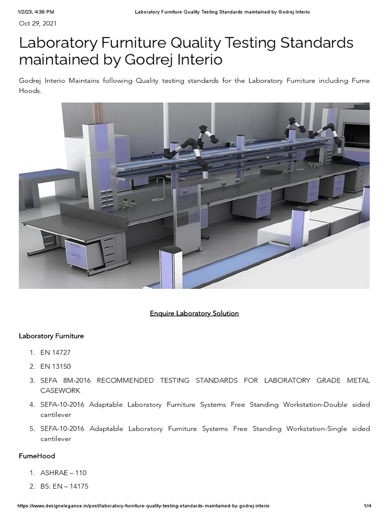 Laboratory Furniture Quality Testing Standards Maintained by Godrej