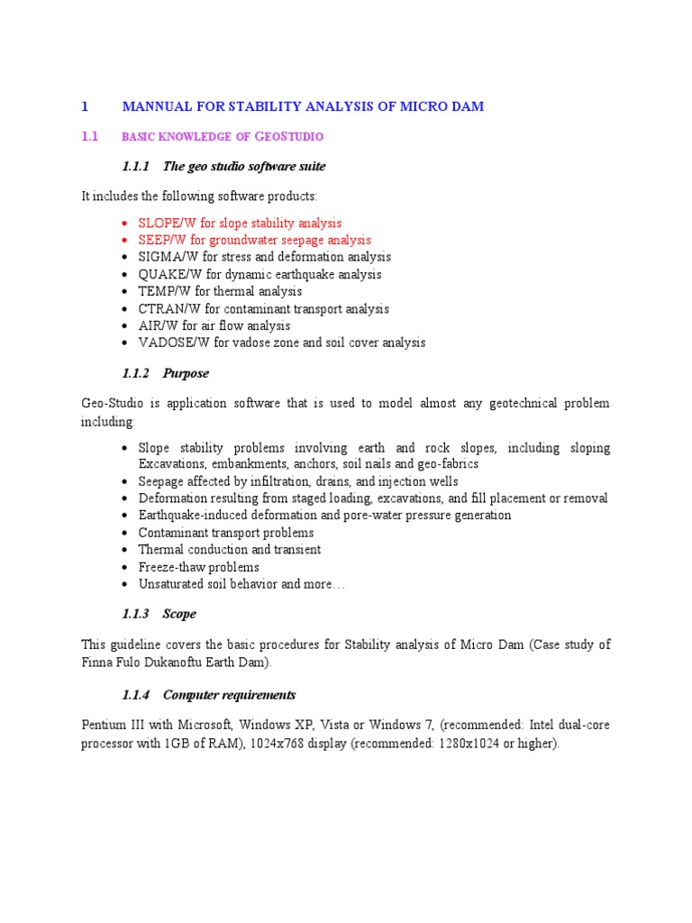 Micro Dam Stability Analysis Guide | PDF | Soil Mechanics | Dam