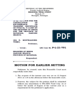 DLO (PTB) - Motion For Early Setting - Lea M. Tobeo
