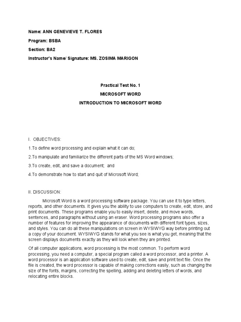 MS Word Practical Test Guide | PDF | Window (Computing) | Microsoft Word