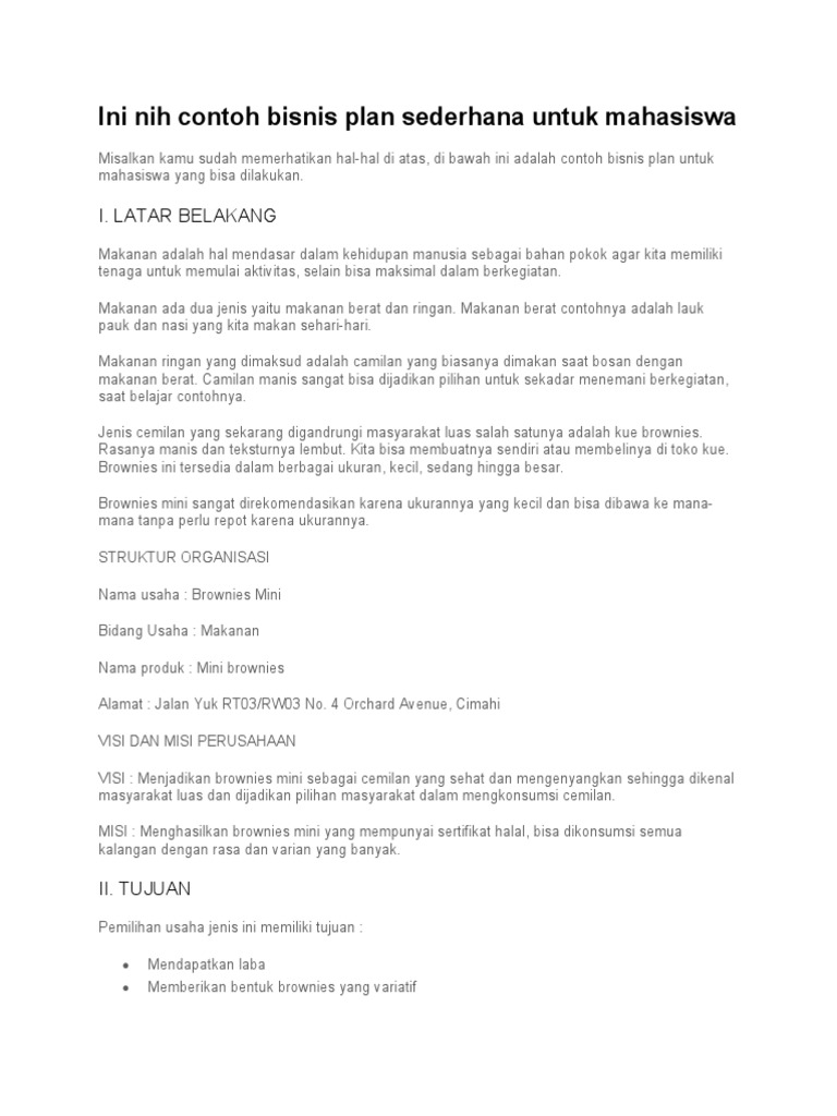 Rencana Bisnis Plan Pdf