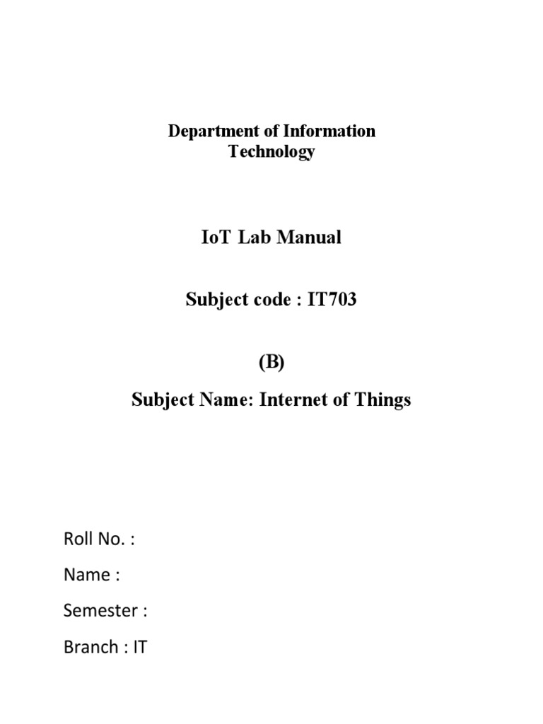 IoT Lab Manual IT705 | PDF | Internet Of Things | Microcontroller