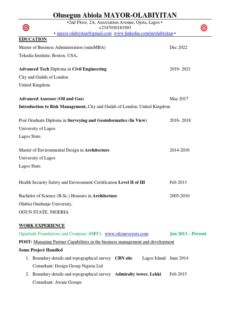 CV Olusegun Mayor Olabiyitan 2023 | PDF | Nigeria
