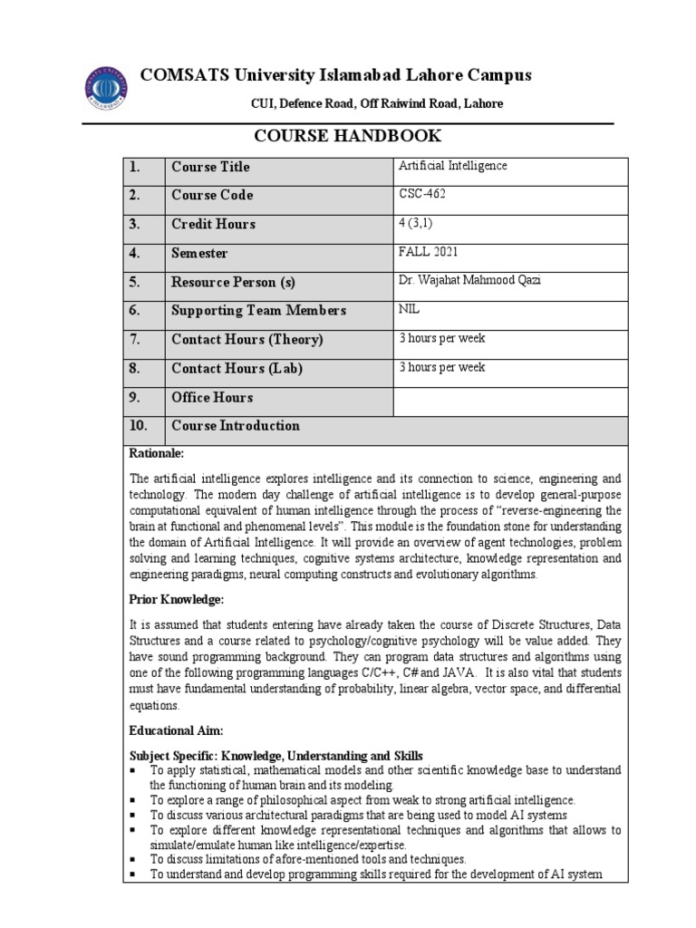 AI Handbook FA2021 | PDF | Artificial Intelligence | Intelligence (AI