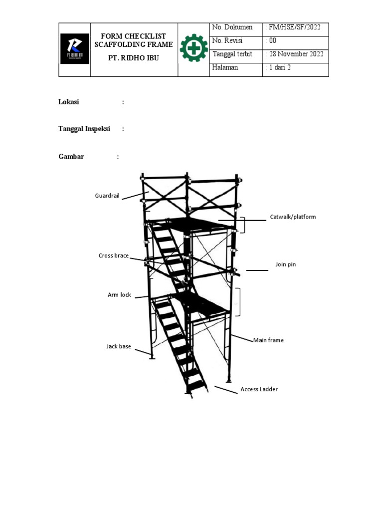 Checklist Inspeksi Scaffolding Frame | PDF