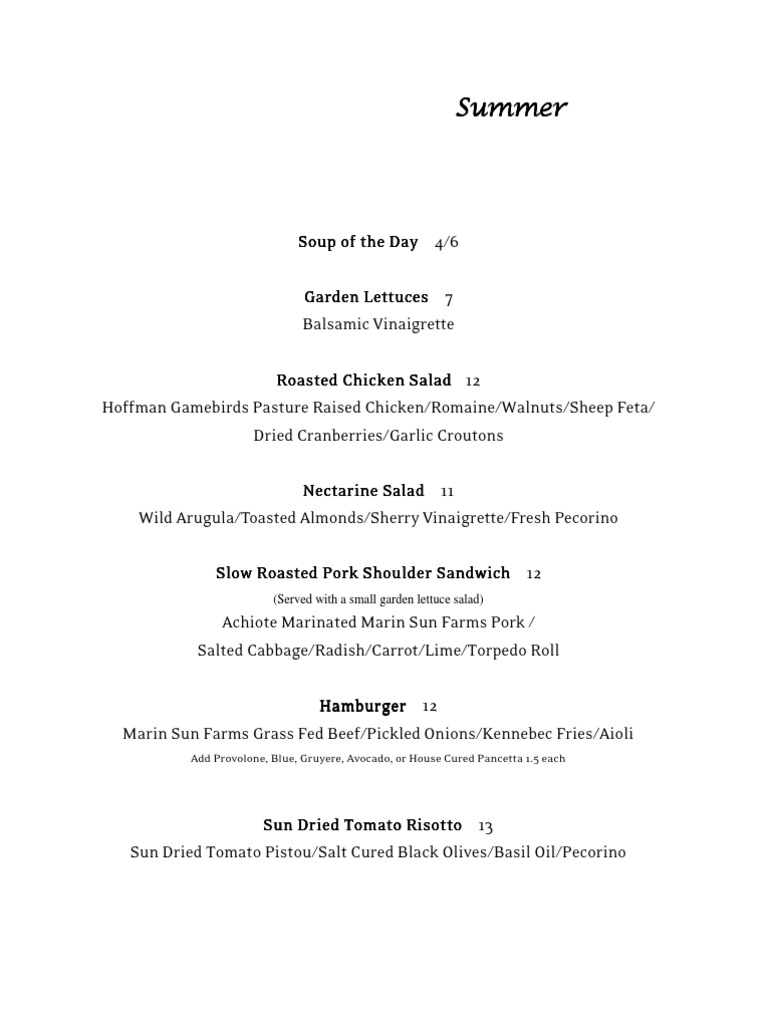 Seasonal Menu Highlights and Beverages | PDF | Cider | Salad