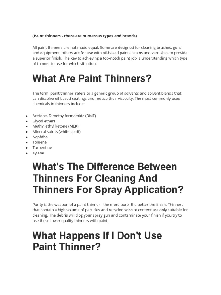 The Uses and Applications for Paint Thinner