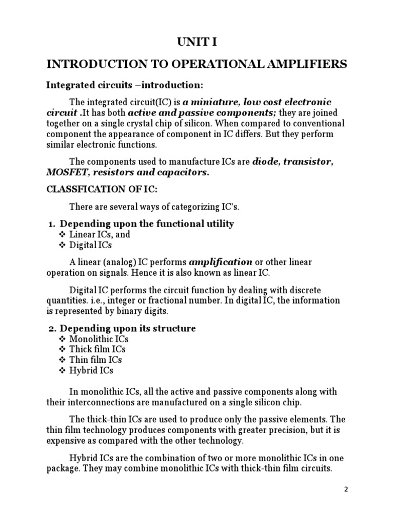 An InDepth Look at Operational Amplifiers Their Characteristics