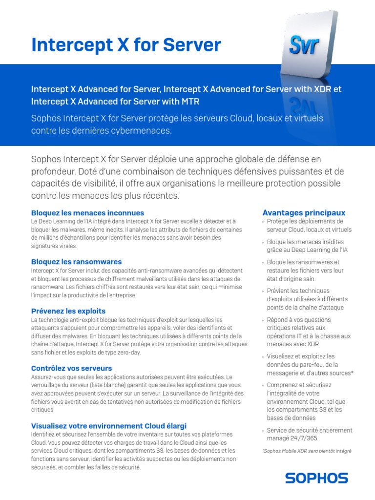 Sophos Intercept X For Server Ds | PDF | Cloud computing | Serveur ...