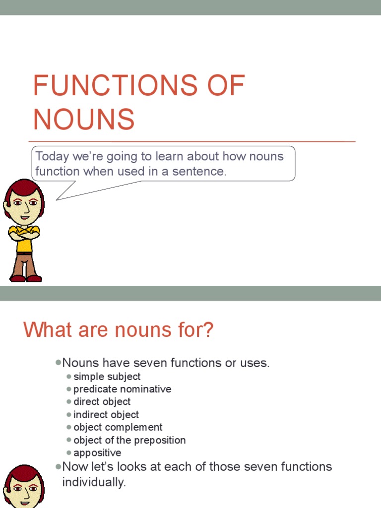 Functions of Nouns PDF Subject (Grammar) Verb