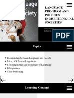 Language Program and Policies in Multilingual Societies EL 101