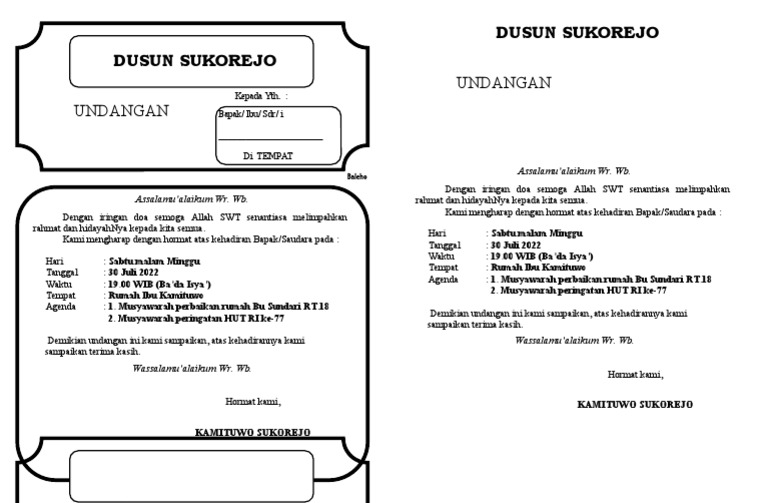 Undangan RT | PDF