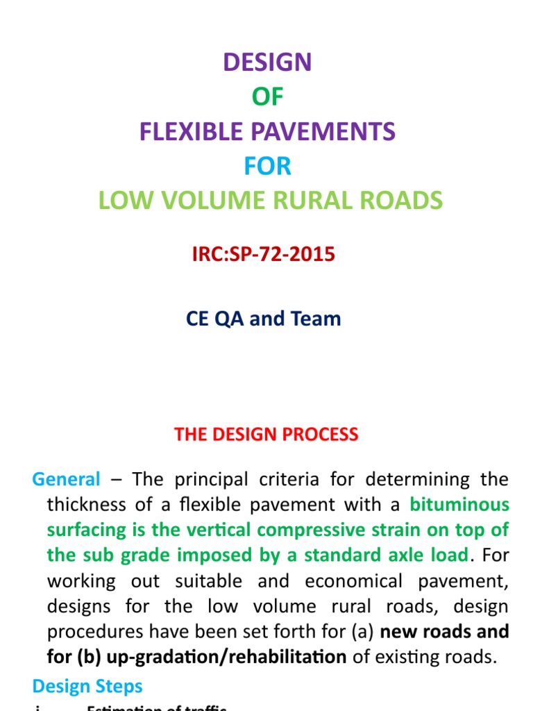 Design of Flexible Pavements For Low Volume Rural Roads - Final | PDF ...