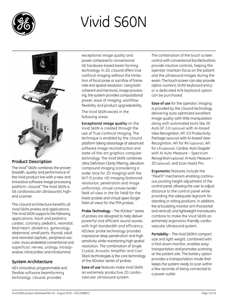 Vivid S60N R4.0 Intl v18 | PDF | Medical Ultrasound | Computer Data Storage