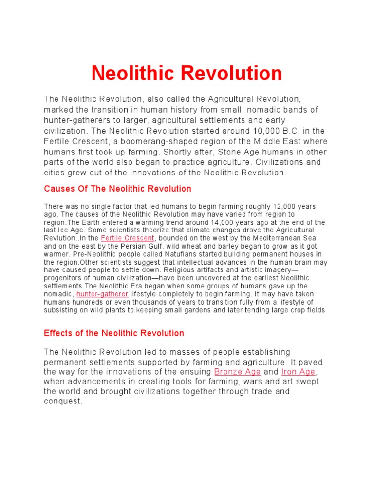 Neolithic Revolution Definition & Image