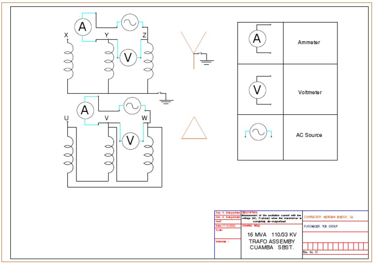 Measurement of The Excitation Current With Low Voltage (AC, 3Phase
