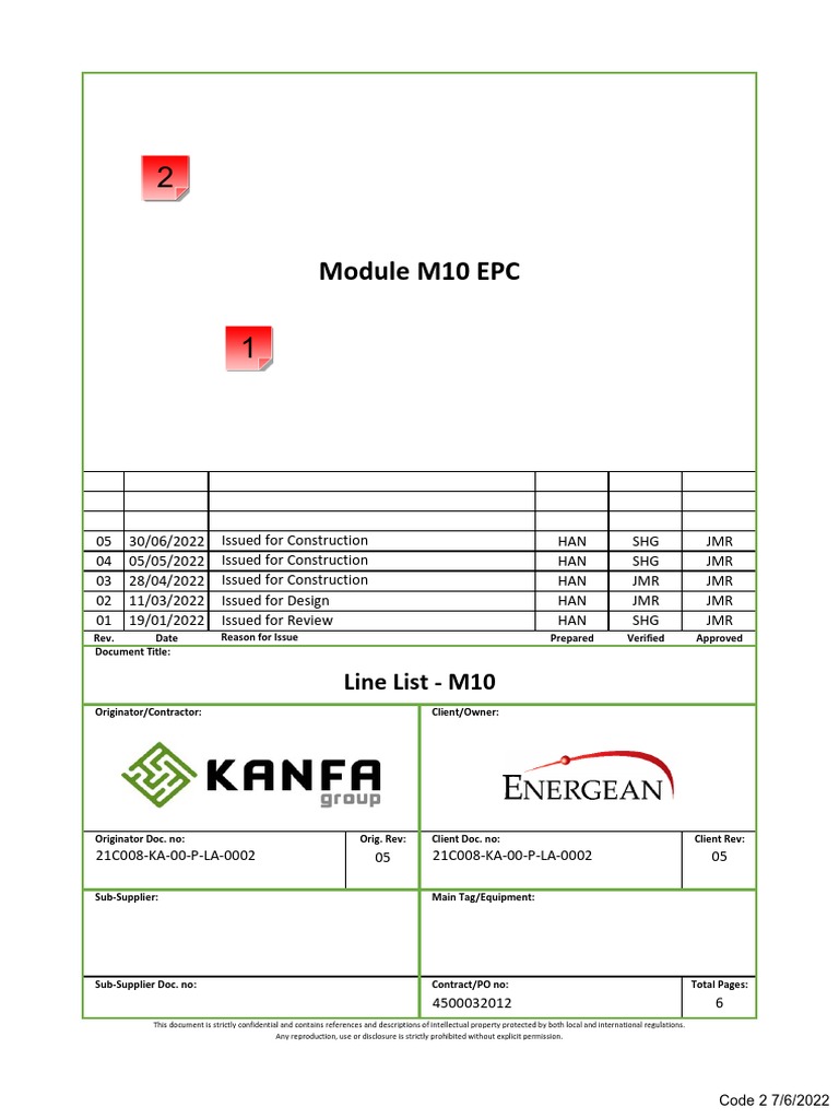 Piping Line List 21C008KA00PLA0002 05 IFC 20220701 02