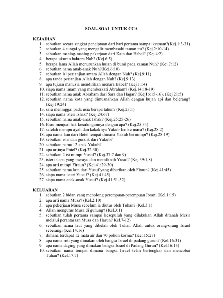 Soal Soal Alkitab