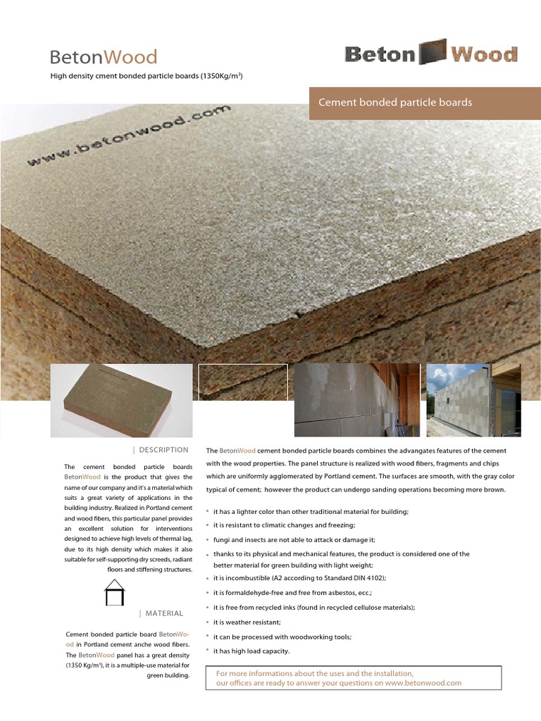 High Density Cement Bonded Particle Boards for Building Applications Properties, Sizes, and