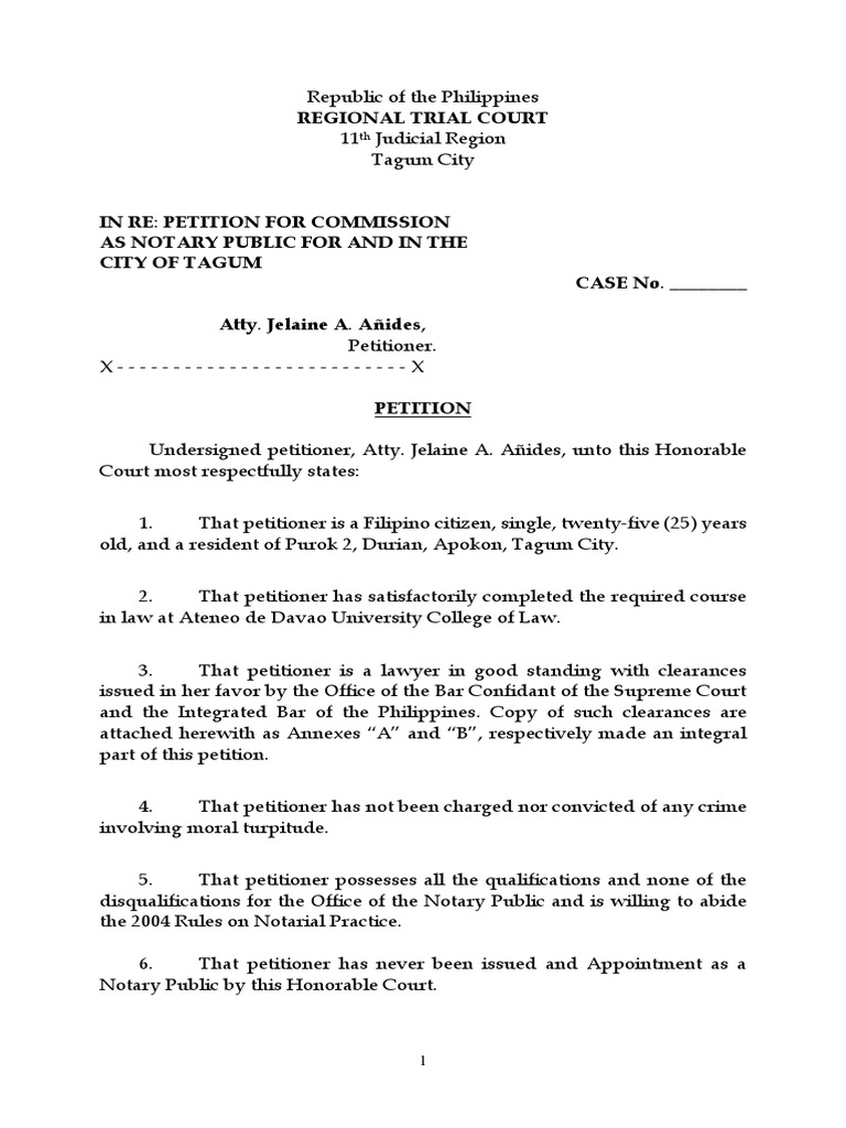 1 Petition to Be Commissioned as Notary Public PDF Notary Public