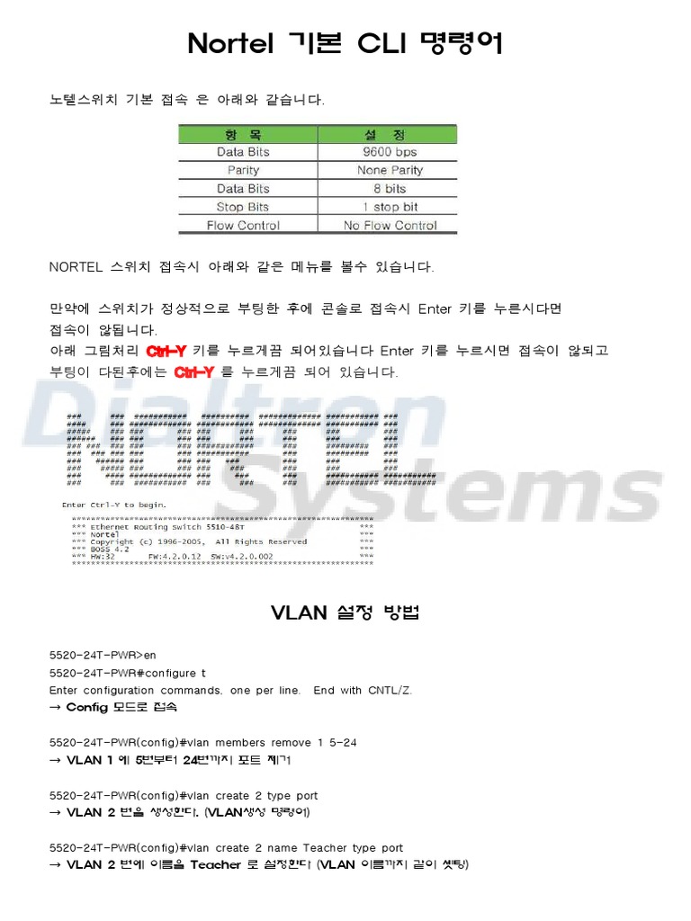 Nortel 기본 CLI 명령어 | PDF