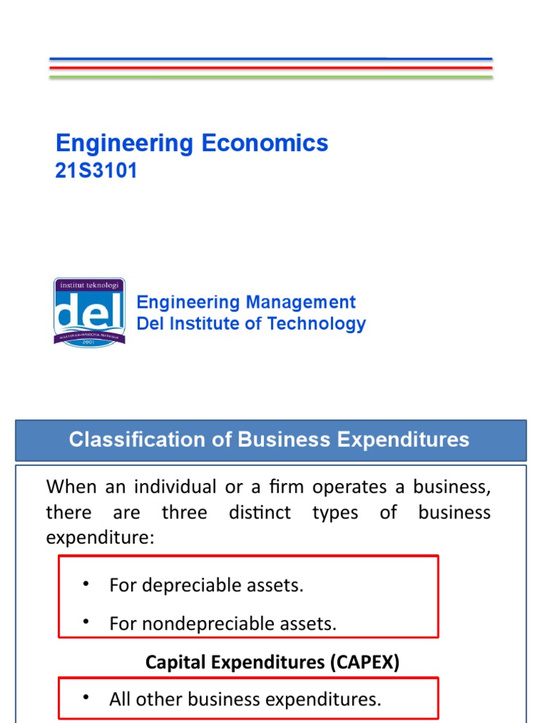 Lecture 3 Engineering Economics CAPEX OPEX | PDF | Capital Expenditure ...