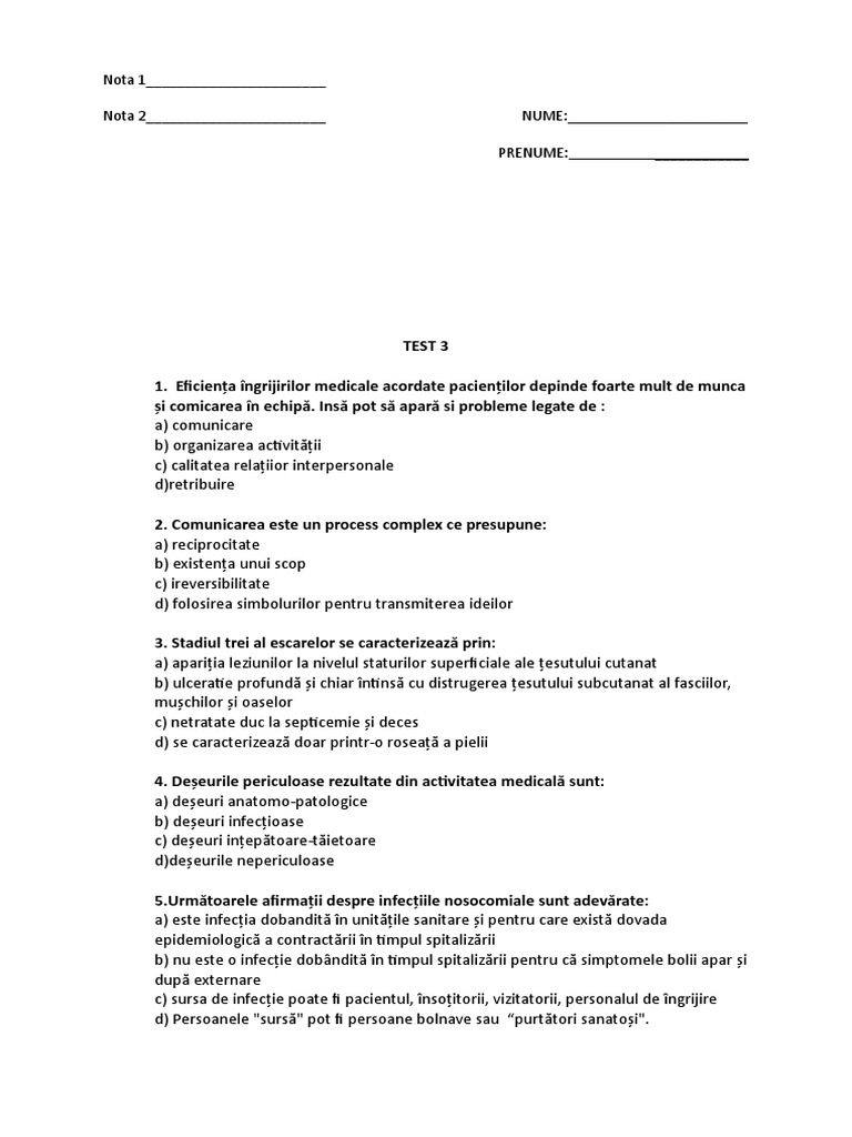 Test 3 INF Cu Raspunsuri | PDF