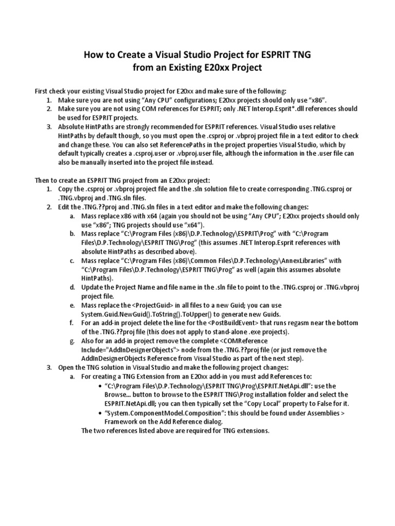 Create tng project from e20xx project pdf c sharp programming