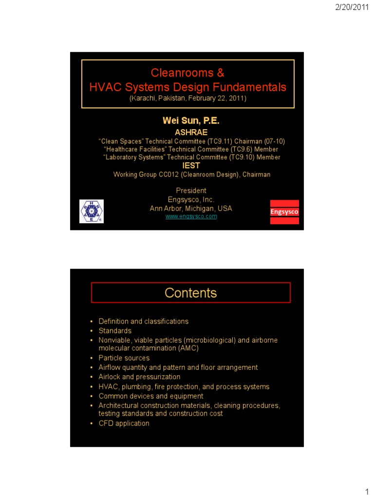 Cleanrooms & - HVAC Systems Design Fundamentals | PDF | Chemistry
