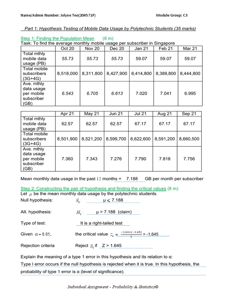 21s2 Prob Stats Assignment 2 Template | PDF | Type I And Type Ii Errors ...