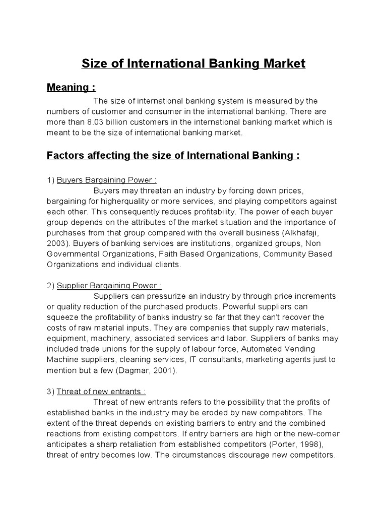 Size of International Banking Market | PDF | Banks | Profit (Economics)