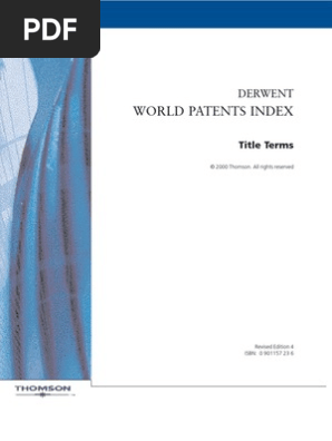 World Patent Index Chemical Elements Polymers