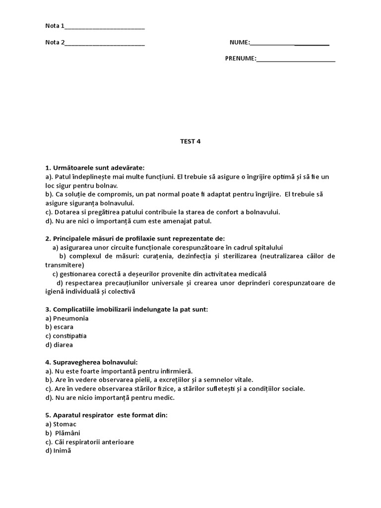 Test 4 INF Cu Raspunsuri | PDF