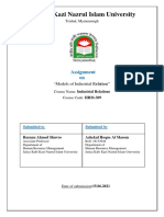 Dunlop's Model, Conflict Model, Social Action Model, Human Relation Model