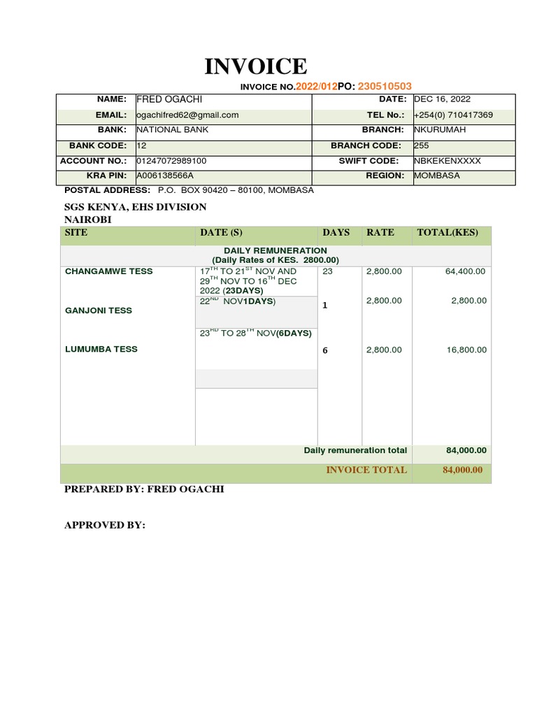 16 Fred Invoice Dec 2022 | PDF