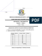 Soalan Matematik THN 1 Dwibahasa