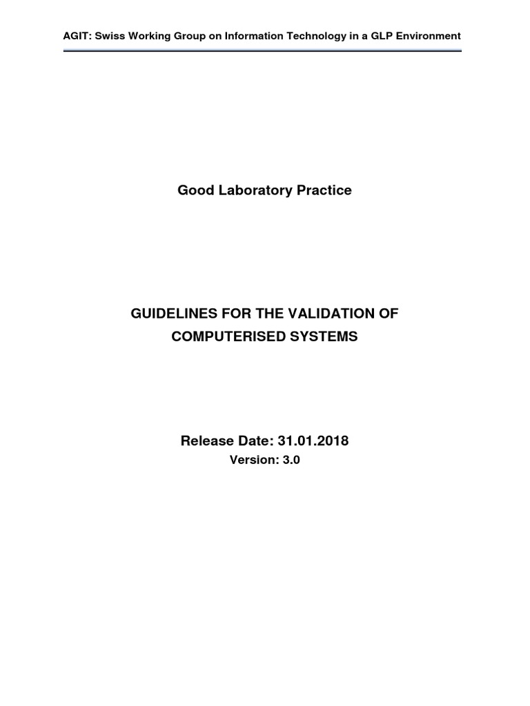 GLP Guidelines for Computerised Systems | PDF