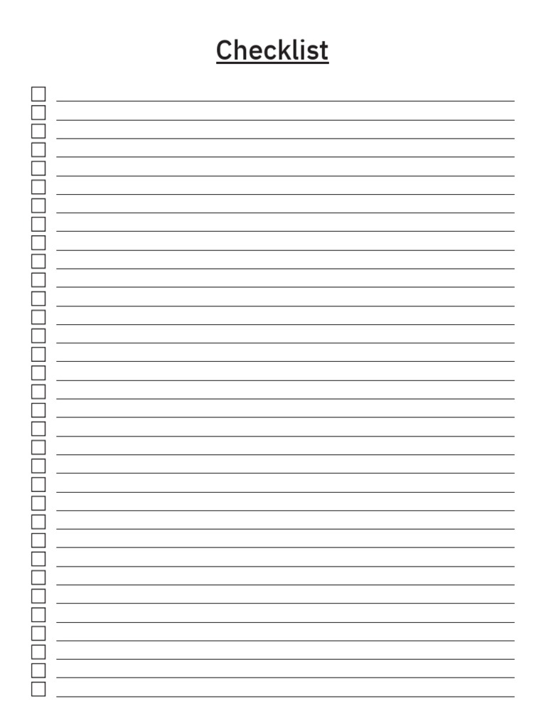 Checklist Template PDF
