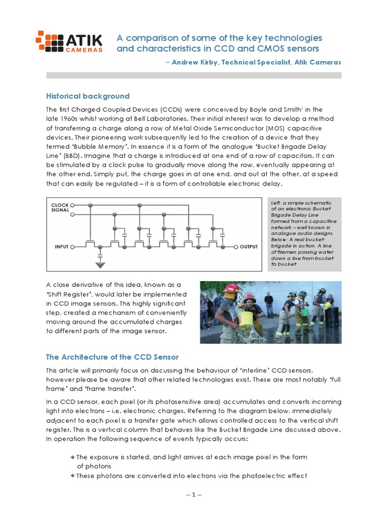 CCD vs CMOS Sensor Technologies | PDF | Charge Coupled Device | Shutter ...