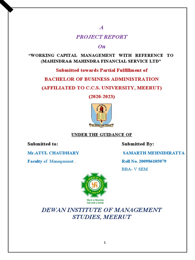Working Capital Management at Mahindra | PDF | Information Security ...