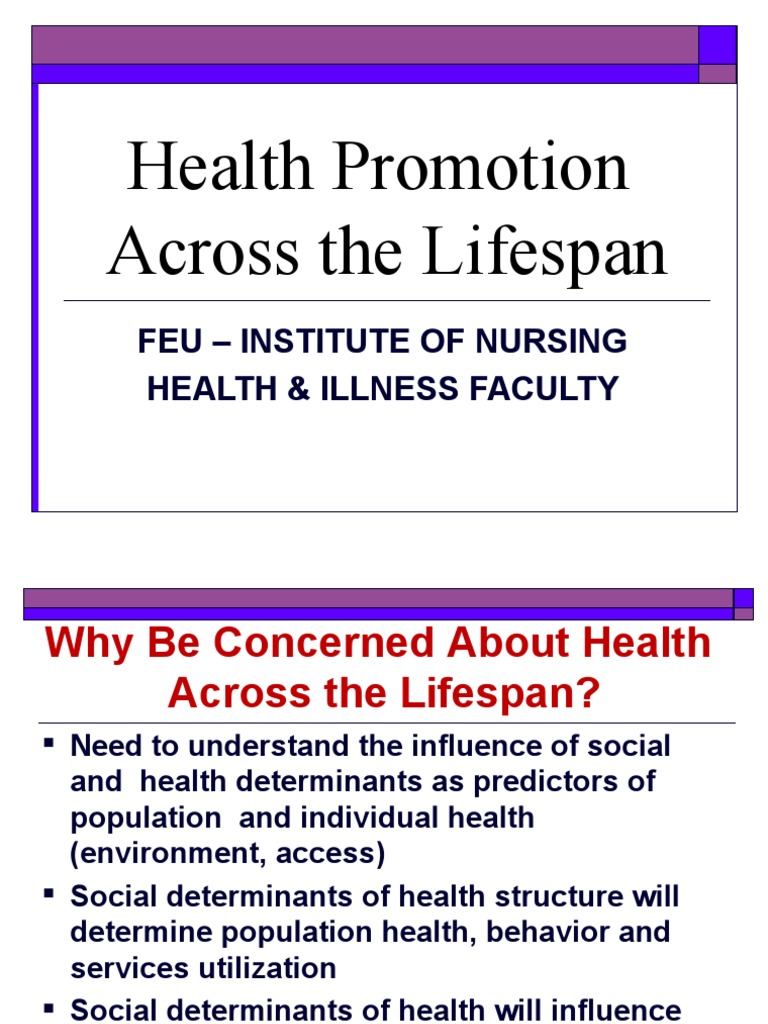 List 5 Health Promotion Topics Over The Life Span