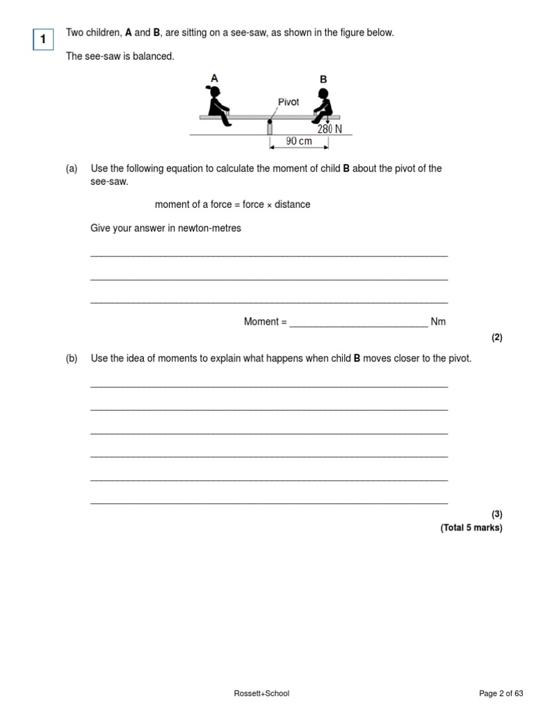 Moments Levers and Gears PDF Force Pendulum