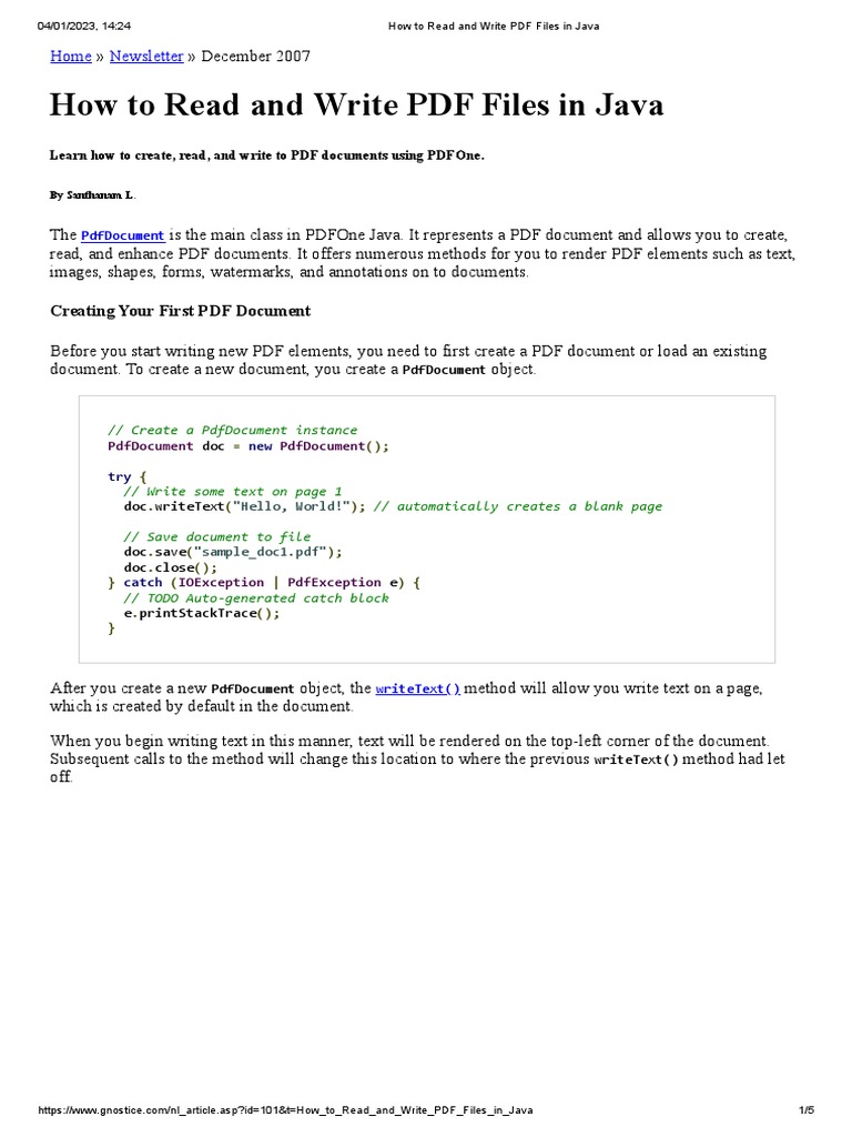 How To Read and Write PDF Files in Java PDF Software Engineering