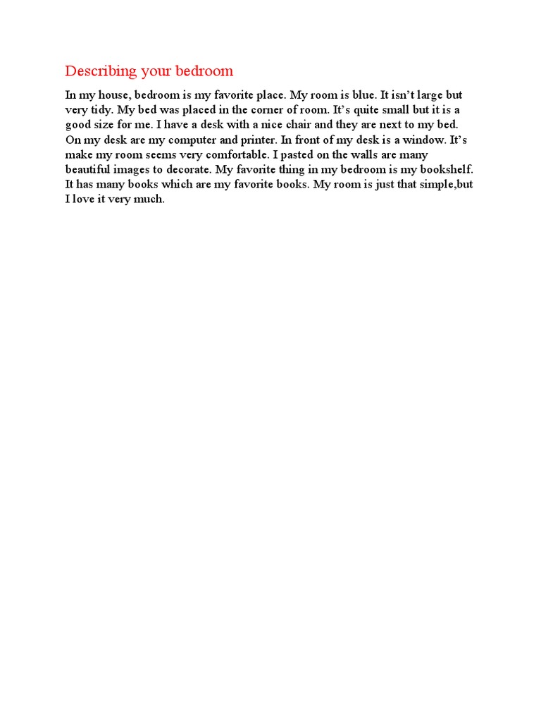 Describing Your Bedroom | PDF