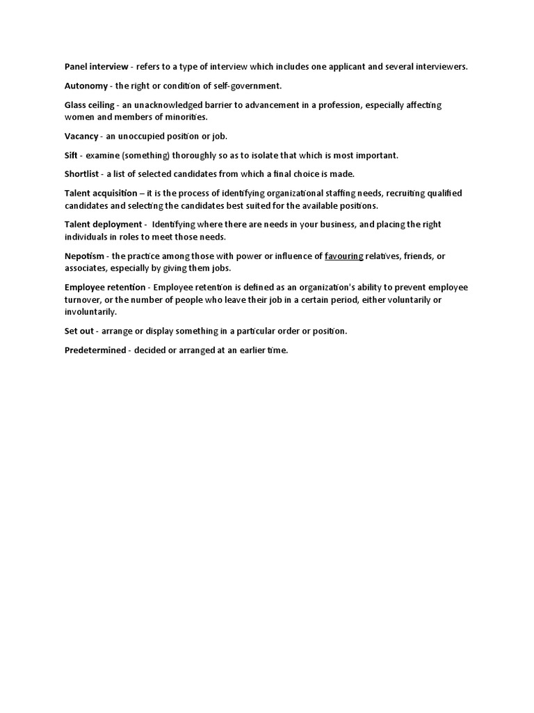 Human Resources Glossary PDF