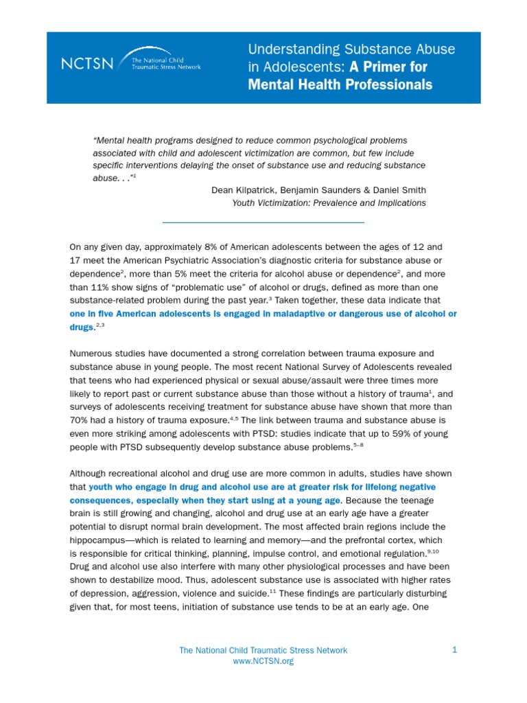 Understanding Substance Abuse in Adolescents | PDF | Substance Abuse ...