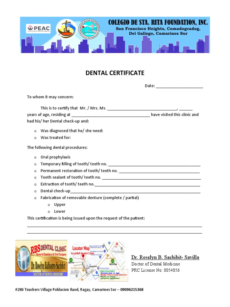 Rbs Dental Cert PDF