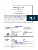 Curriculum Vitae OF: Rahul Srivastava