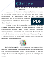 Modelos de intervenção precoce no autismo